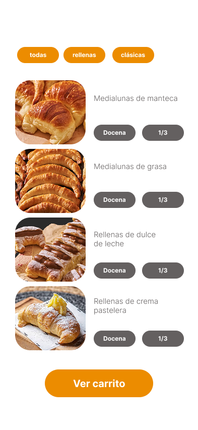 Esquicio Medialuna — listado de productos